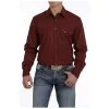 MTW1301055 Cinch Men's Modern Fit Long Sleeve Red Print Western Snap Shirt Red