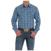 MTW1301062 Cinch Men's Long Sleeve Blue Geometric Print Western Snap Shirt