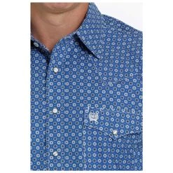 MTW1682039 Cinch Men's Blue Geometric Print Long Sleeve Western Snap Shirt -Cowboy Shop MTW1682039 2