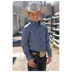 MTW7060271 Cinch Boy's Medallion Print Button Up Western Shirt