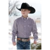 MTW7060300 Cinch Boys' Long Sleeve Western Shirt- Chocolate With Purple Diamond Print