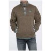MWK1534002 Cinch Men's Brown Knit Pullover Sweatshirt With Serape Trim