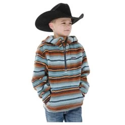 MWK7990001 Cinch Boys 1/2 Zip Polar Fleece Hoodie -Desert Stripe