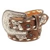 N4439408 Nocona Girl's Floral Pierced Turquoise Belt