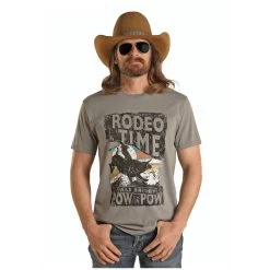 P9-2618 Rock & Roll Men's Dale Brisby Grey Short Sleeve Rode Time Graphic Tee