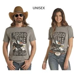 P9-2618 Rock & Roll Men's Dale Brisby Grey Short Sleeve Rode Time Graphic Tee -Cowboy Shop P9 2618 2