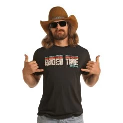 P9-6506 Rock & Roll Denim Dale Brisby Men's Rodeo Time Brown Short Sleeve Tee