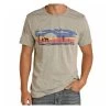P9-9307 Rock & Roll Men's Grey Short Sleeve Western Graphic Tee