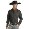 PPMSODR0A8 Panhandle Performance Men's Long Sleeve Geo Print Western Shirt - Black