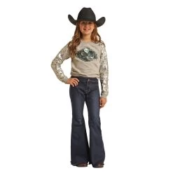 RRGD7PR0FZ Rock & Roll Cowgirl Girls Denim Blue Button Bell - Dark Vintage Wash -Cowboy Shop RRGD7PR0FZ 1