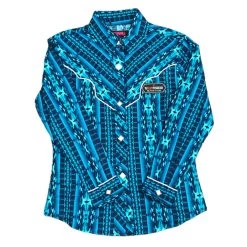 RRGSOSRZ01 Rock & Roll Denim Girls Dale Brisby Aztec Print Long Sleeve Western Snap Shirt