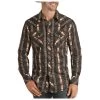 RRMSOSRZ0V Rock & Roll Men's Long Sleeve Aztec Poplin Print Western Snap Shirt