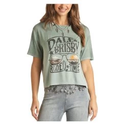 RRWT21RZOH Rock & Roll Cowgirl Dale Brisby Boxy Tee Rodeo Time - Aquamarine