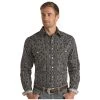 RSMSOSRZCY Panhandle Roughstock Men's Long Sleeve Snap Shirt - Black