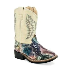 VB1077 Old West Toddler Glittery Snake Print Cowboy Boots With Zipper