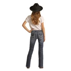 G5-2721 Rock & Roll Cowgirl Girl's Medium Wash Boot Cut Jeans