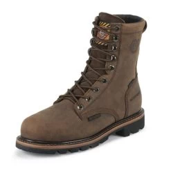WK630 Justin Mens Pulley Waterproof Lace Up Work Boot With Met Guard And Composite Toe