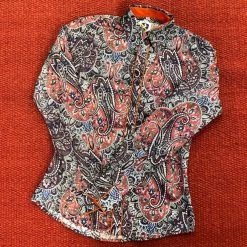 68297 Royal Highness Orange & Purple Paisley Western Show Shirt