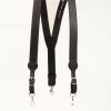 N8512401 Nocona Gallus Black Leather Suspenders With Basketweave Tooling - Black
