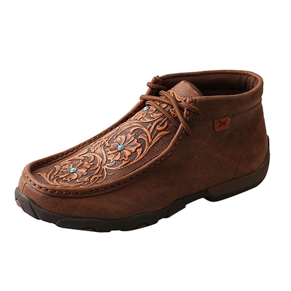 WDM0081 Twisted X Women’s Driving Moccasins – Brown/Tooled Flowers 1 WDM0081 Twisted X Women’s Driving Moccasins – Brown/Tooled Flowers