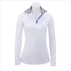 P610G RJ Classics Ladies Paige L/S English Hunt Shirt With Floral & Purple Polka Dot Trim