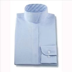 L413A RJ CLassics Ladies Essential Collection Blue Hunt Blouse Blue & White Plaid Trim