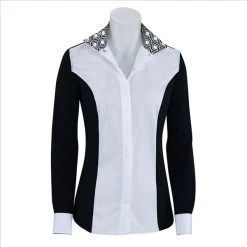 U627B RJ Classics Ladies Prestige Linden Black Show Shirt With Swirl Trim
