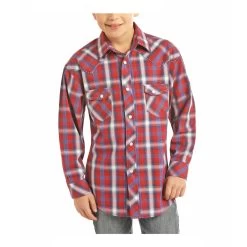 B8S2318 Rock & Roll Cowboy Boy's Plaid Western Shirt