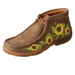 WDM0128 Twisted X Womenâs Chukka Driving Moc With Sunflower Design