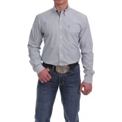 MTW1343106 Cinch Men's Modern Fit Light Blue Stripe L/S Western Shirt