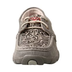 WDM0130 Twisted X Women’s Boat Shoe Driving Moc -Grey Floral Tooled -Cowboy Shop image 38870
