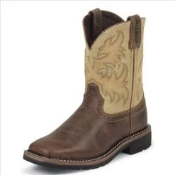 4683JR Justin Kids Stampede Square Toe Waxy Brown Western Boot