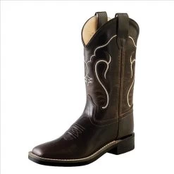 BSC1887 Old West Children's Square Toe Western Cowboy Boots - Brown