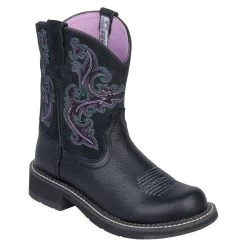 10004729 Ariat Women's Fatbaby II Black Deertan With Orchid Western Boots