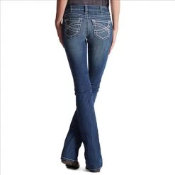 10017510 Ariat Women's R.E.A.L. Mid Rise Boot Cut Entwine Jeans - Marine