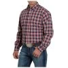 MTW1105276 Cinch Men's Long Sleeve Red White And Blue Button Down Shirt