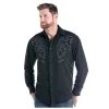 R0F9440 Panhandle Men's Black Classic Long Sleeve Western Shirt With Embroidery