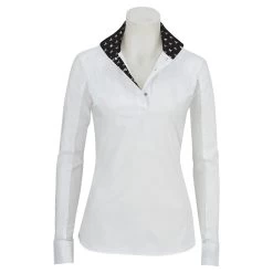 R680S RJ Classics Ladies Rebecca Show Shirt White With Black Horse Print Trim