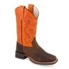 VB9166 Old West Children's Thunder Rust Brown Orange Square Toe Cowboy Boots